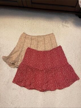 Vici Floral Mini Skirts- Red and Cream